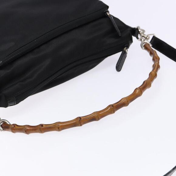 GUCCI Bamboo Hand Bag Nylon Black Silver 000 2404 000 2404 - Picture 7 of 13